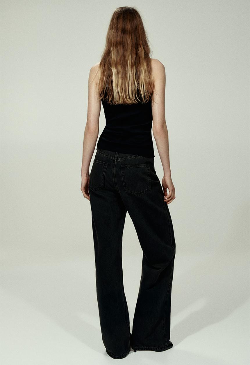 H&M - Wide high waist jeans - washed black