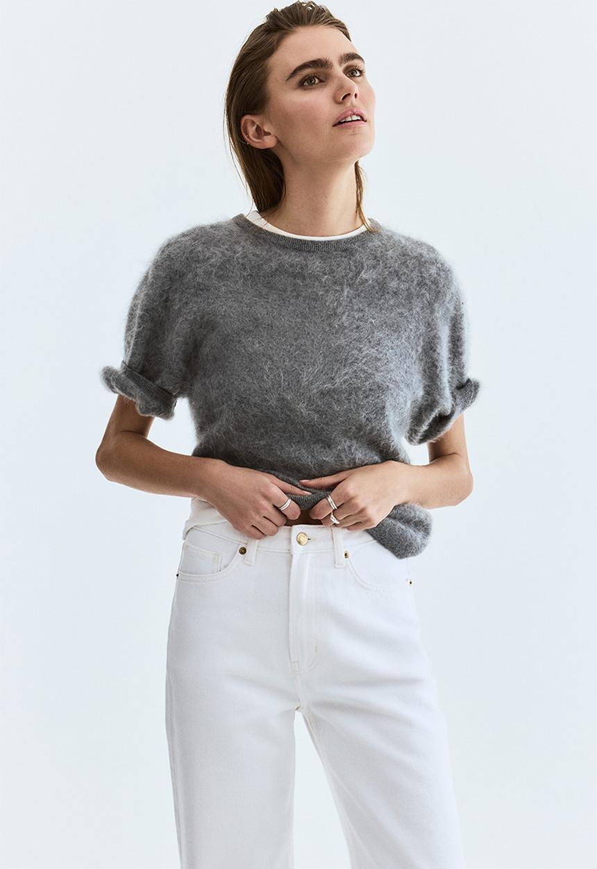 H&M - Wide high waist jeans - white