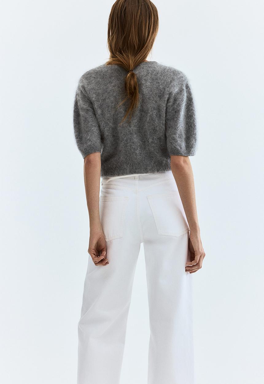 H&M - Wide high waist jeans - white