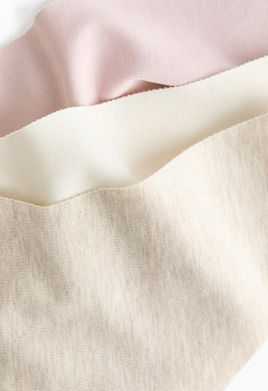 H&M - 3-pack invisible cotton brazilian briefs - pink/cream/light beige marl