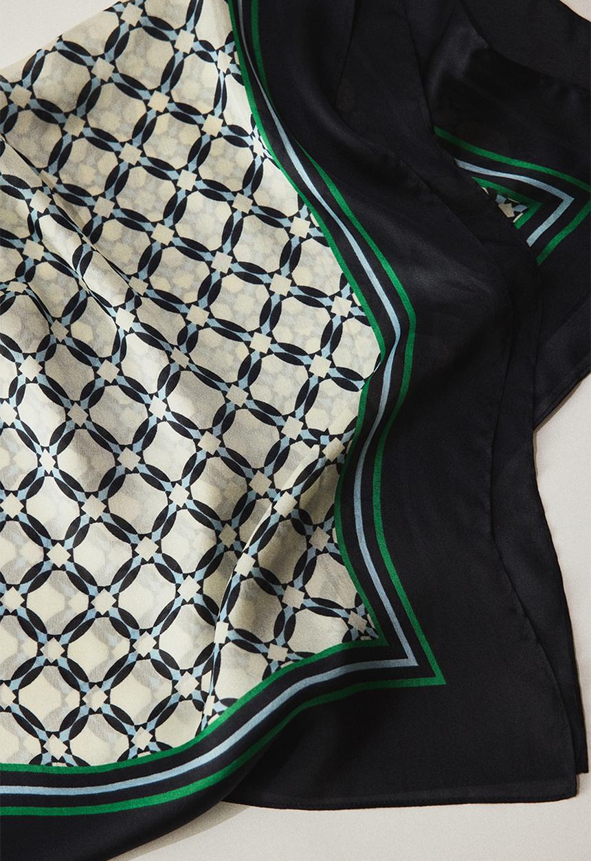 H&M - Patterned scarf - navy blue/patterned