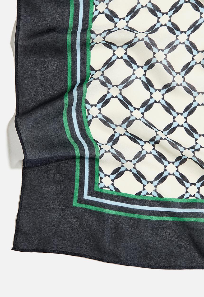 H&M - Patterned scarf - navy blue/patterned