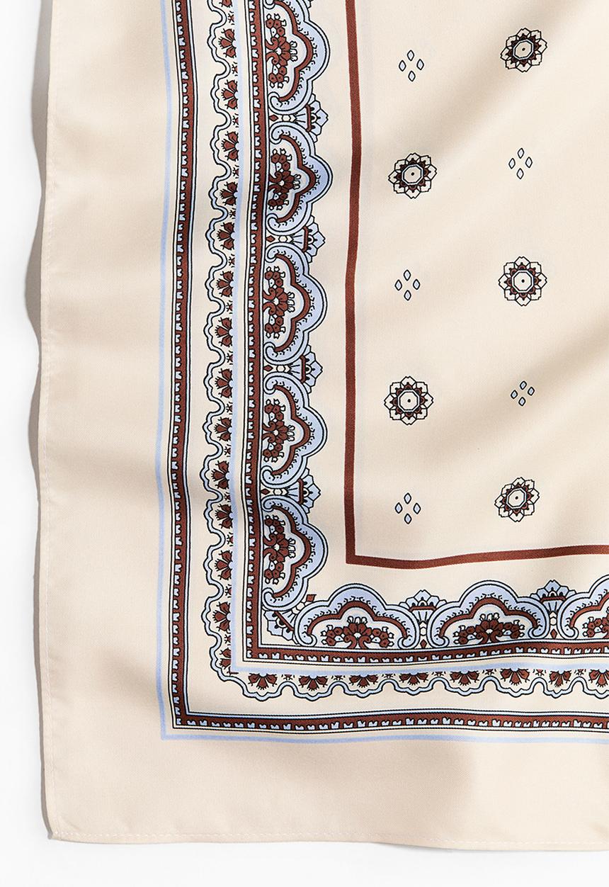 H&M - Patterned scarf - light beige/light blue