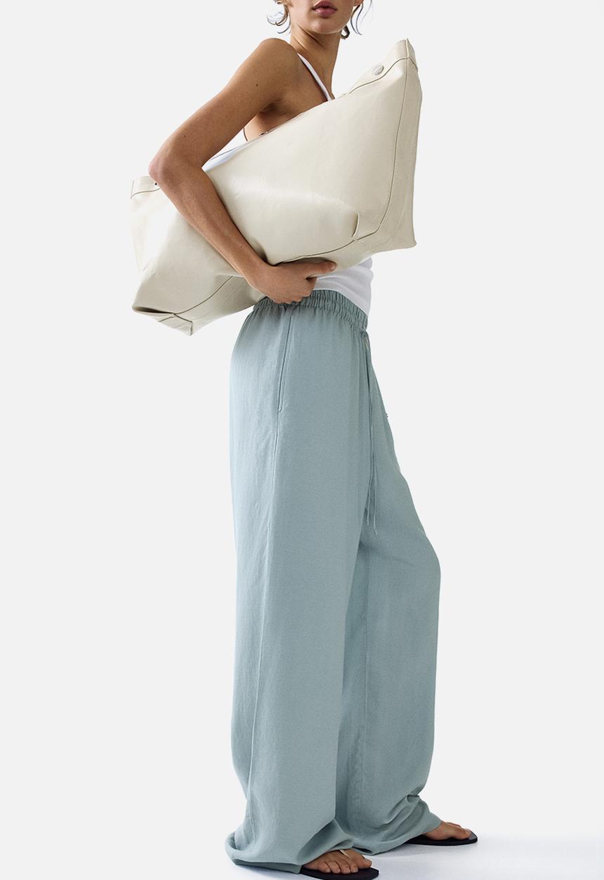 H&M - Linen-blend trousers - light turquoise