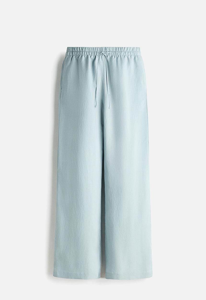 H&M - Linen-blend trousers - light turquoise