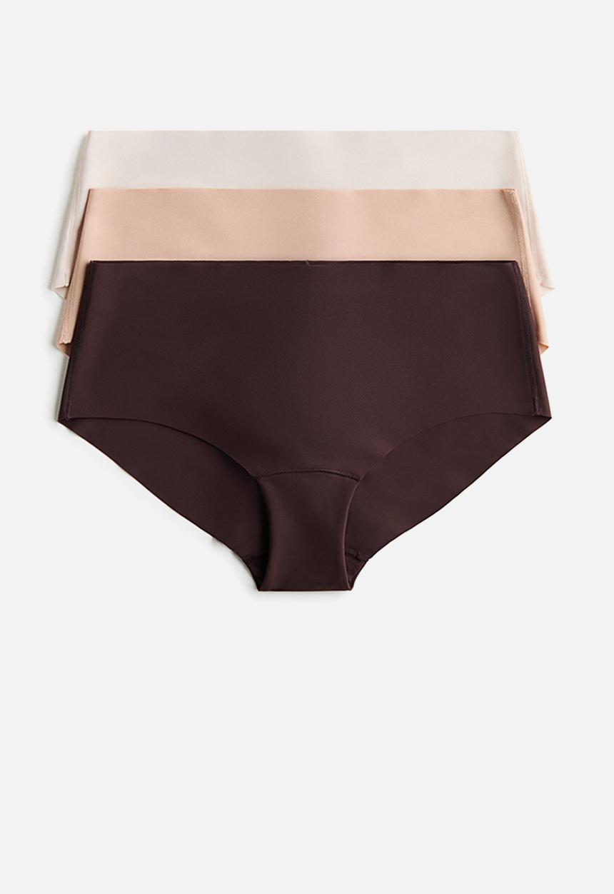 H&M - 3-pack invisible hipster briefs - beige/dark brown