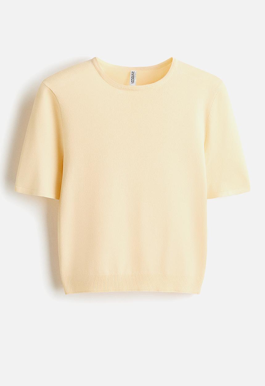 H&M - Fine-knit t-shirt - light yellow