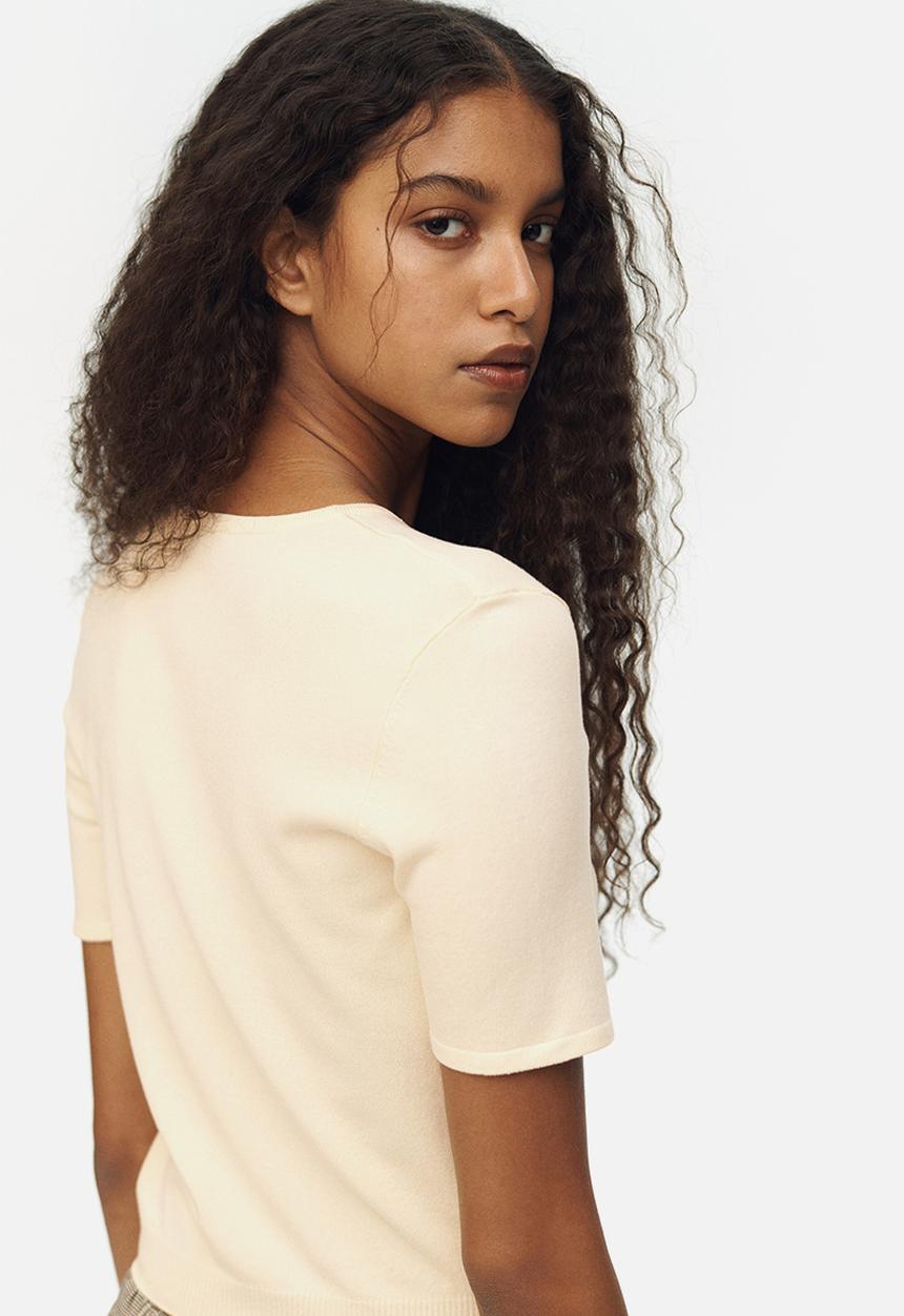 H&M - Fine-knit t-shirt - light yellow