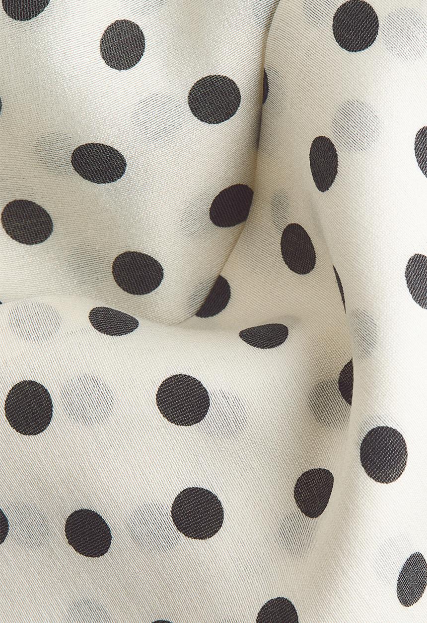 H&M - Tie-neck chiffon blouse - white/polka dot