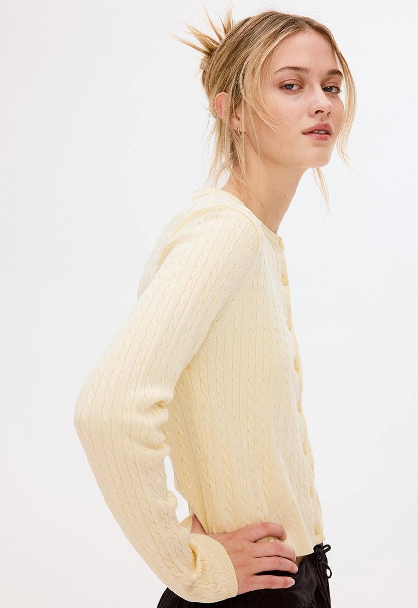 H&M - Cable-knit cardigan - light yellow