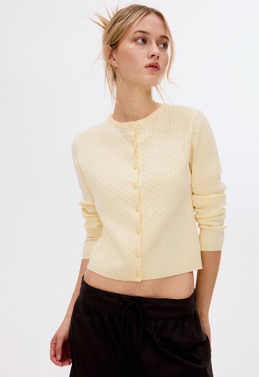 H&M - Cable-knit cardigan - light yellow