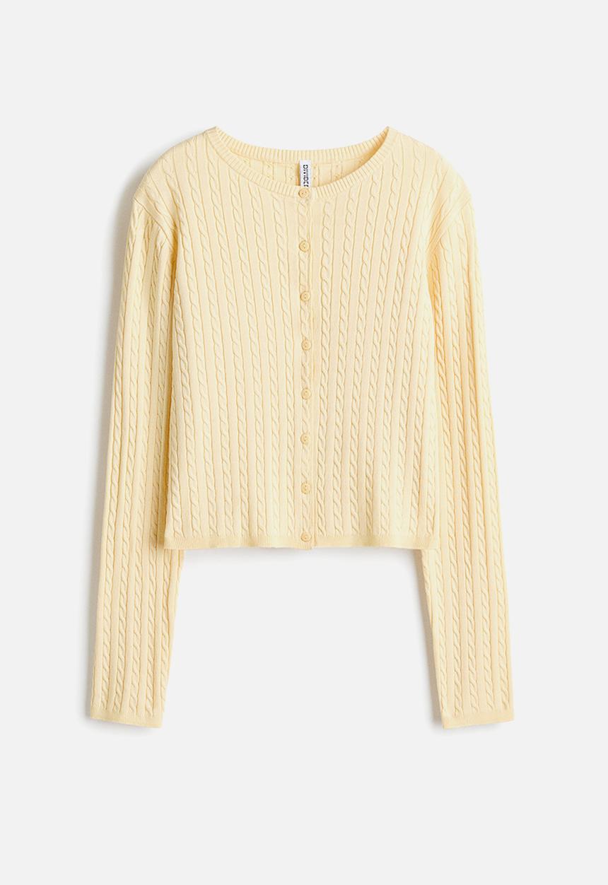 H&M - Cable-knit cardigan - light yellow