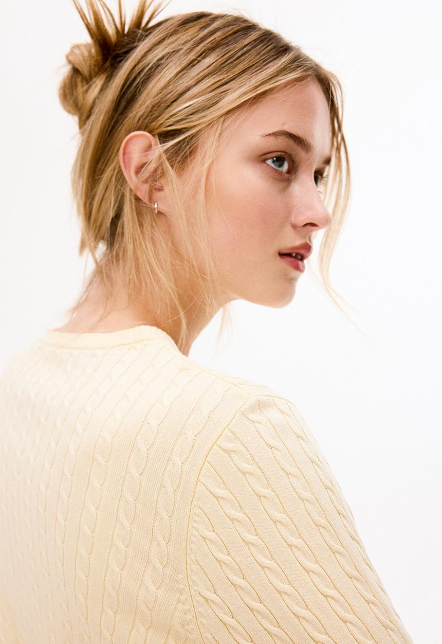 H&M - Cable-knit cardigan - light yellow
