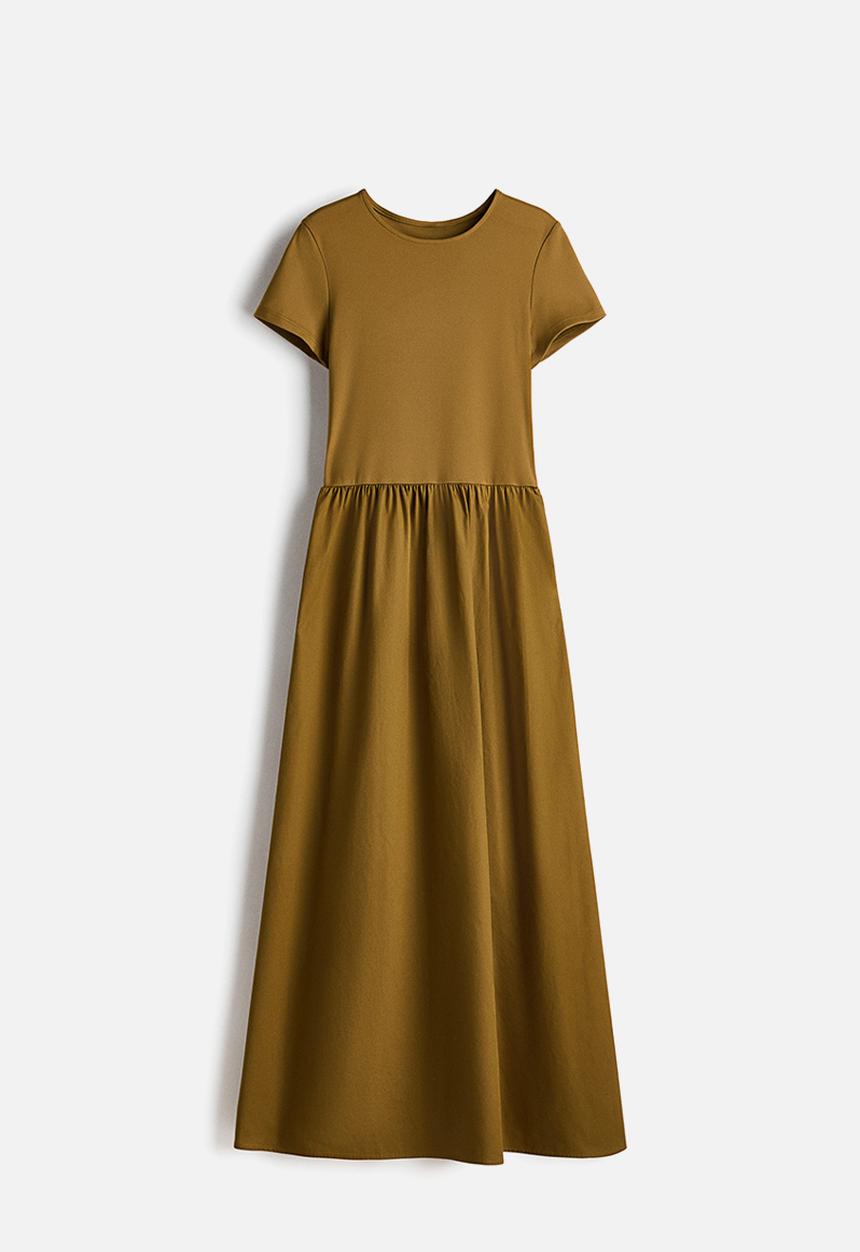 H&M - Short-sleeved maxi dress - golden olive