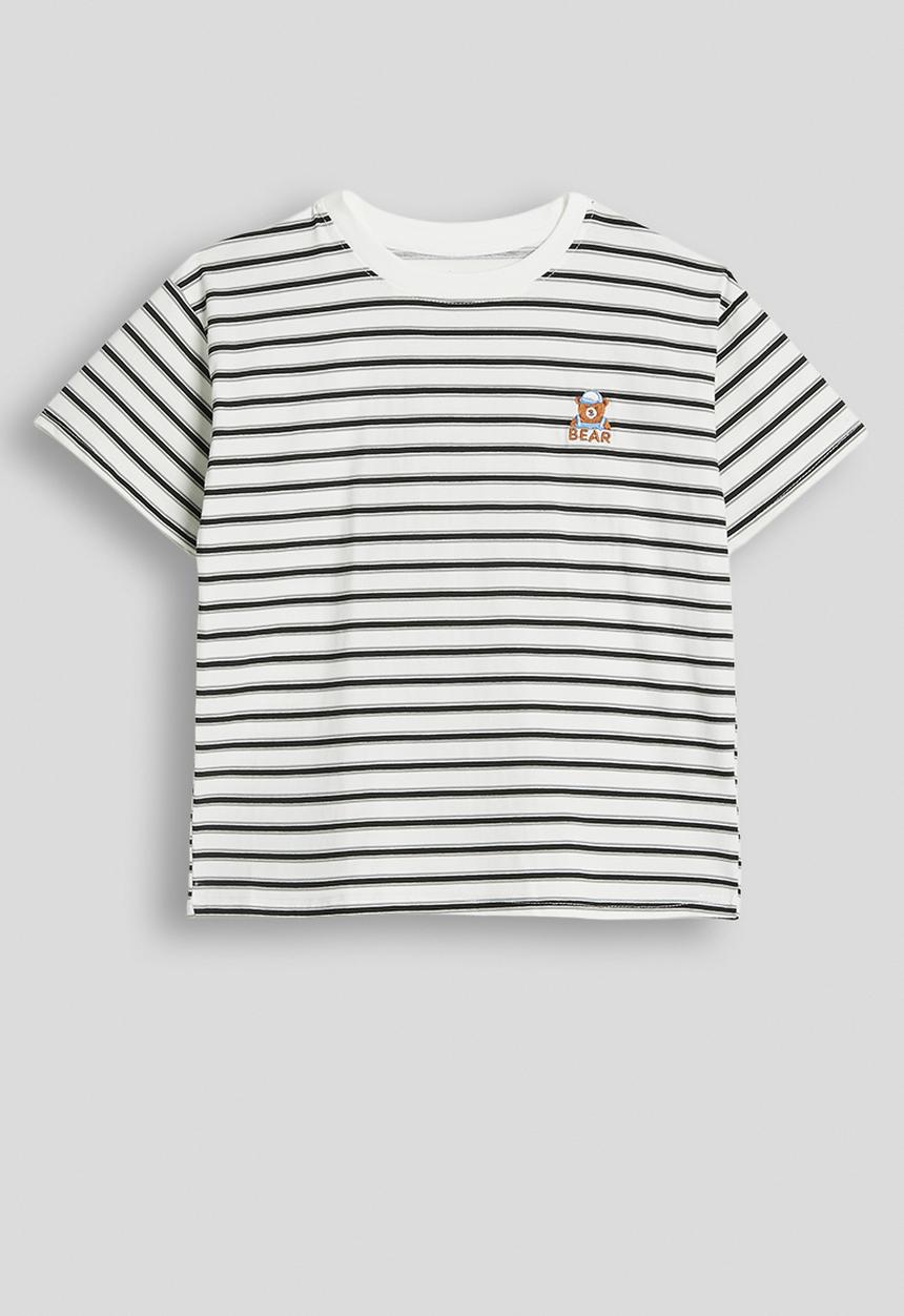 Pop Candy - Crew neck tee & shorts - black stripes & black