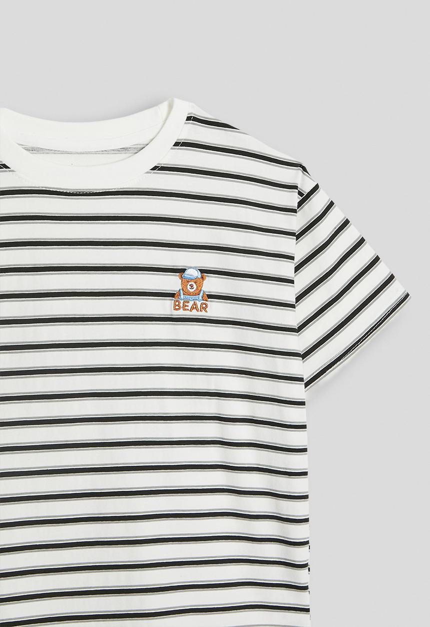 Pop Candy - Crew neck tee & shorts - black stripes & black