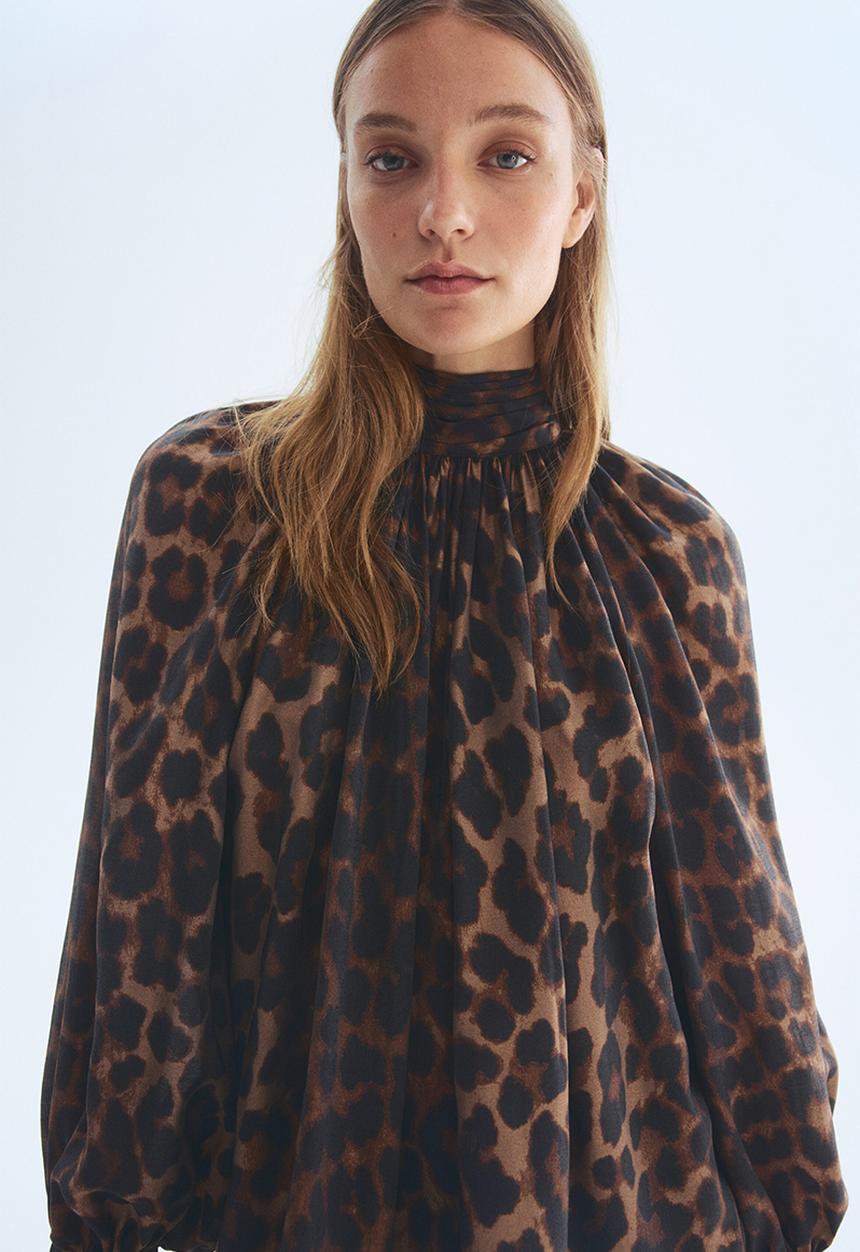 H&M - Draped blouse - brown/leopard print