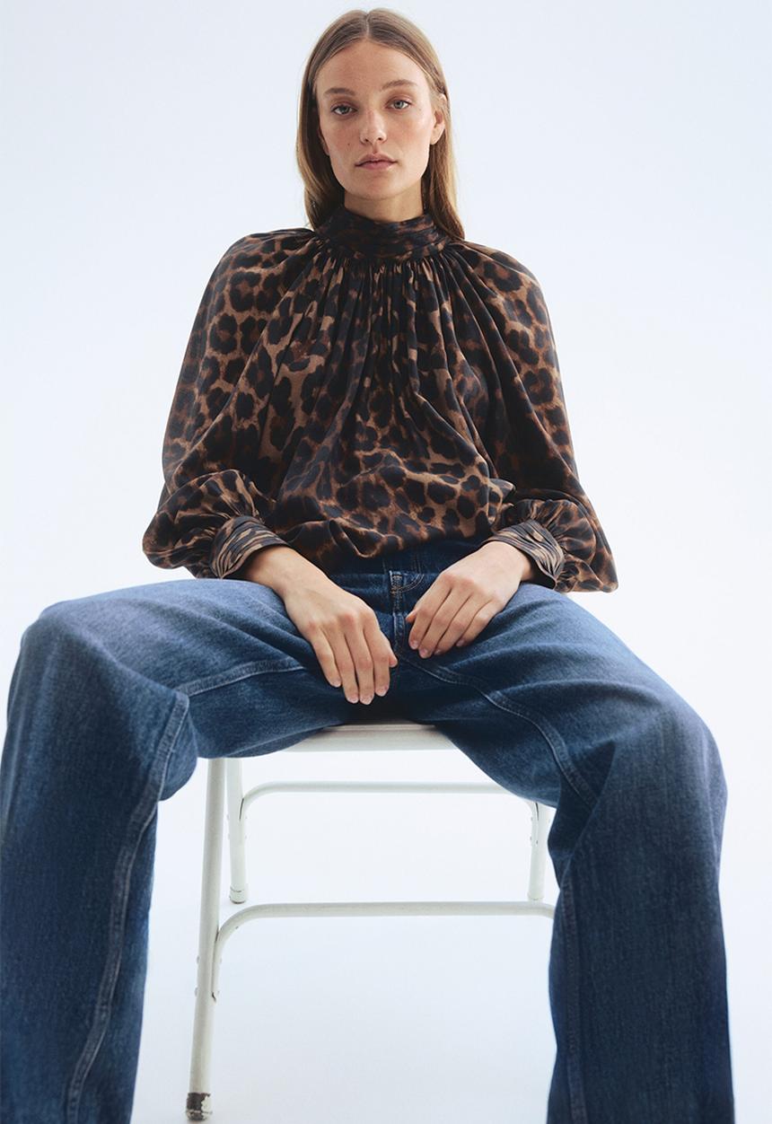 H&M - Draped blouse - brown/leopard print
