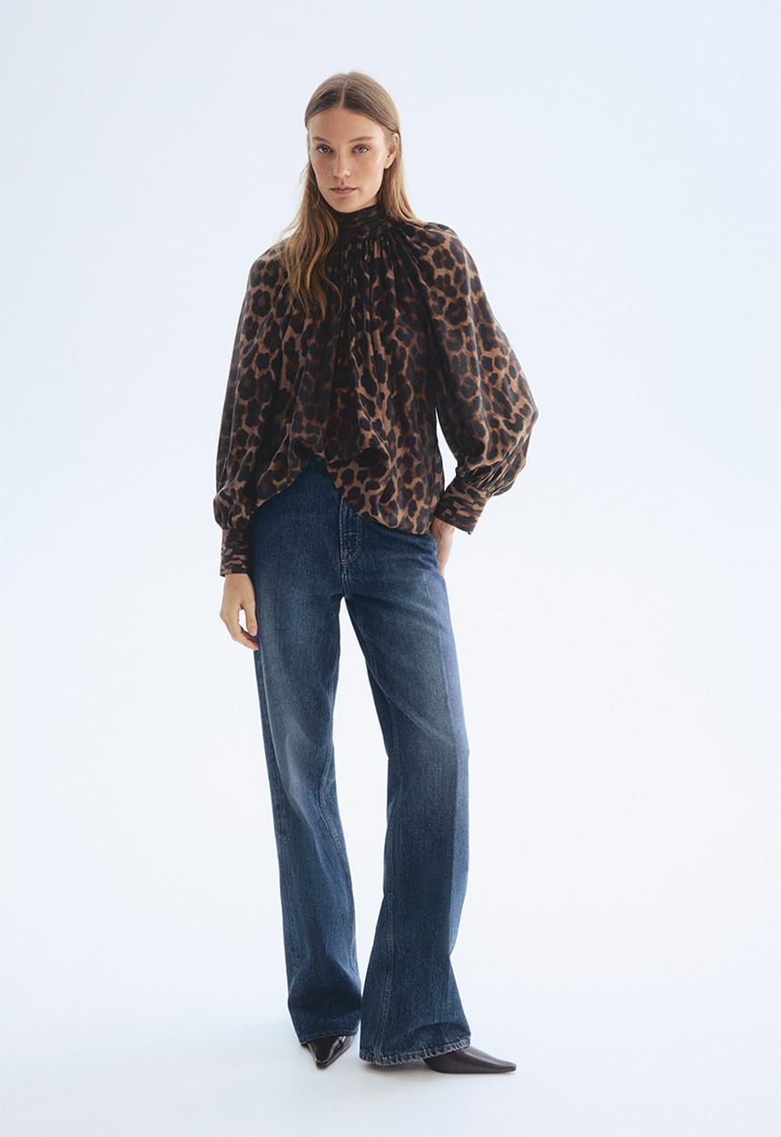 H&M - Draped blouse - brown/leopard print