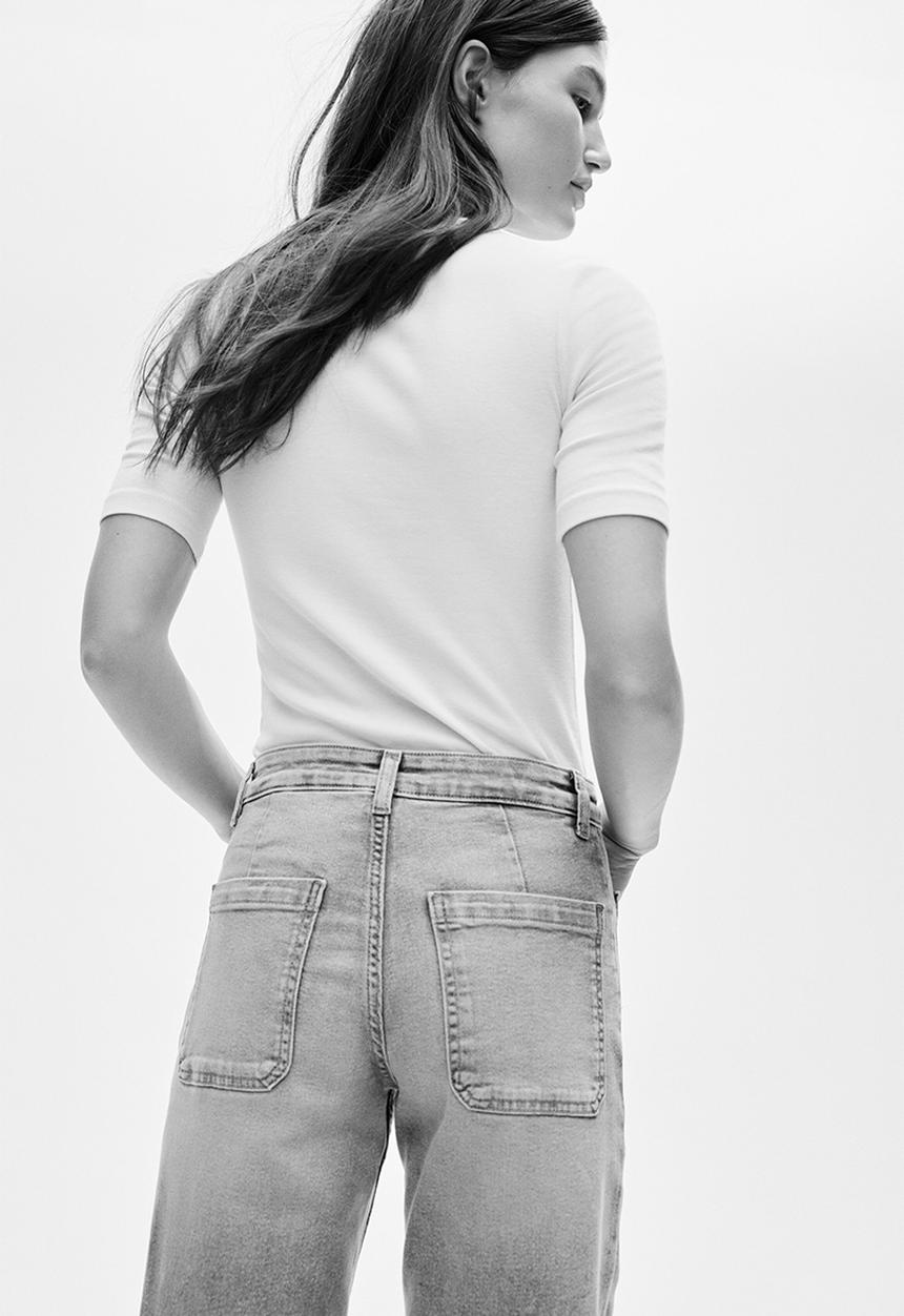 H&M - Wide high waist jeans - light denim blue
