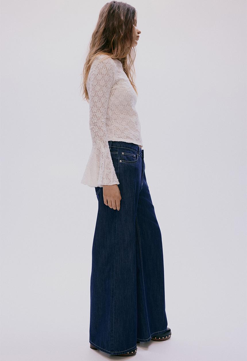 H&M - Wide regular waist jeans - dark denim blue