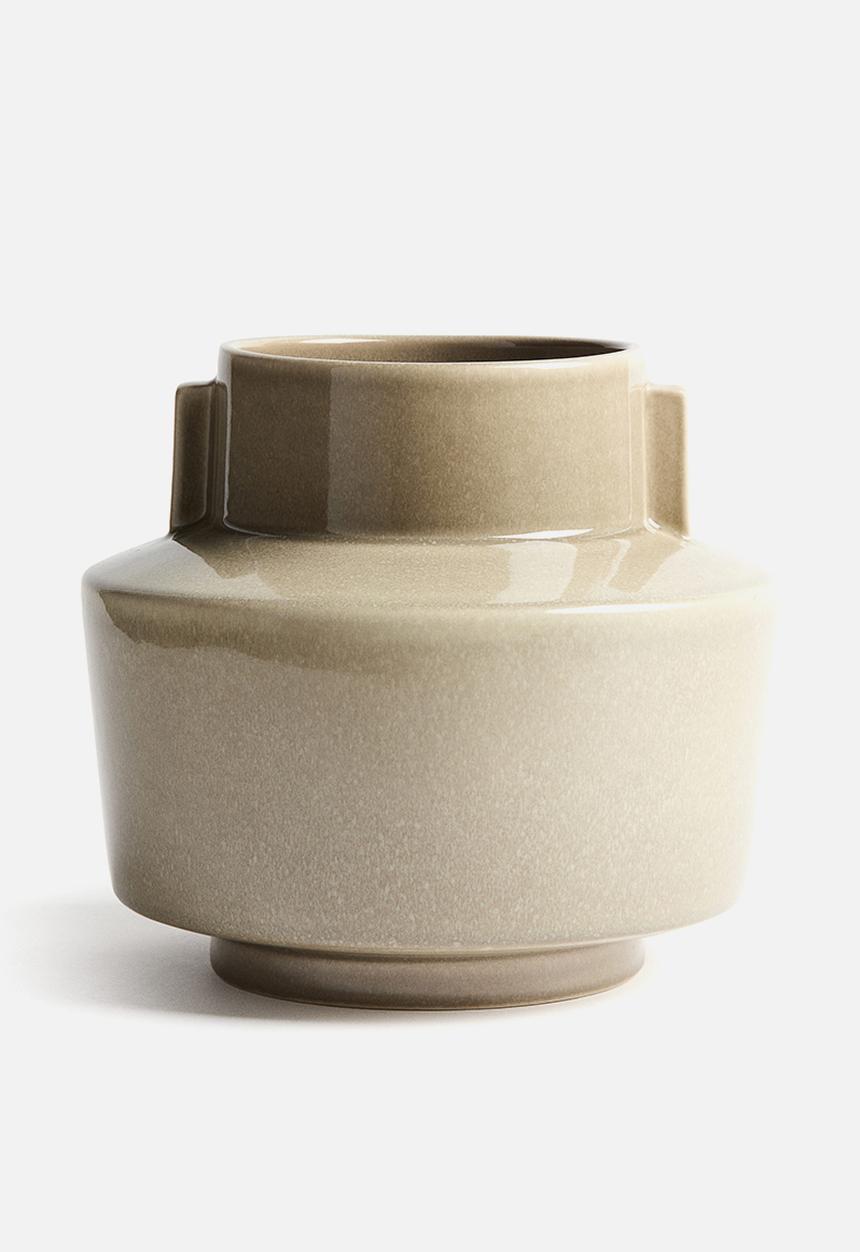H&M - Large reactive-glaze stoneware vase - khaki beige