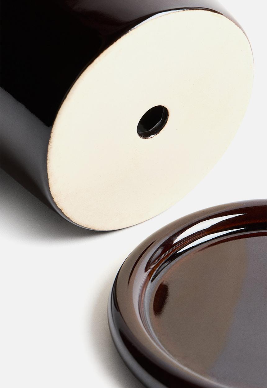 H&M - Extra-small stoneware plant pot with saucer - dark brown