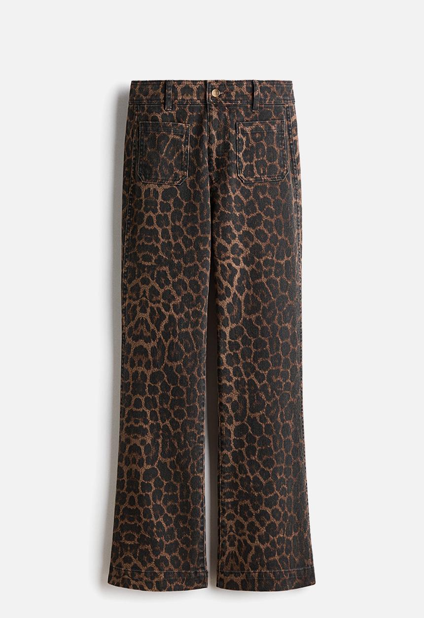 H&M - Flared high jeans - brown/leopard print