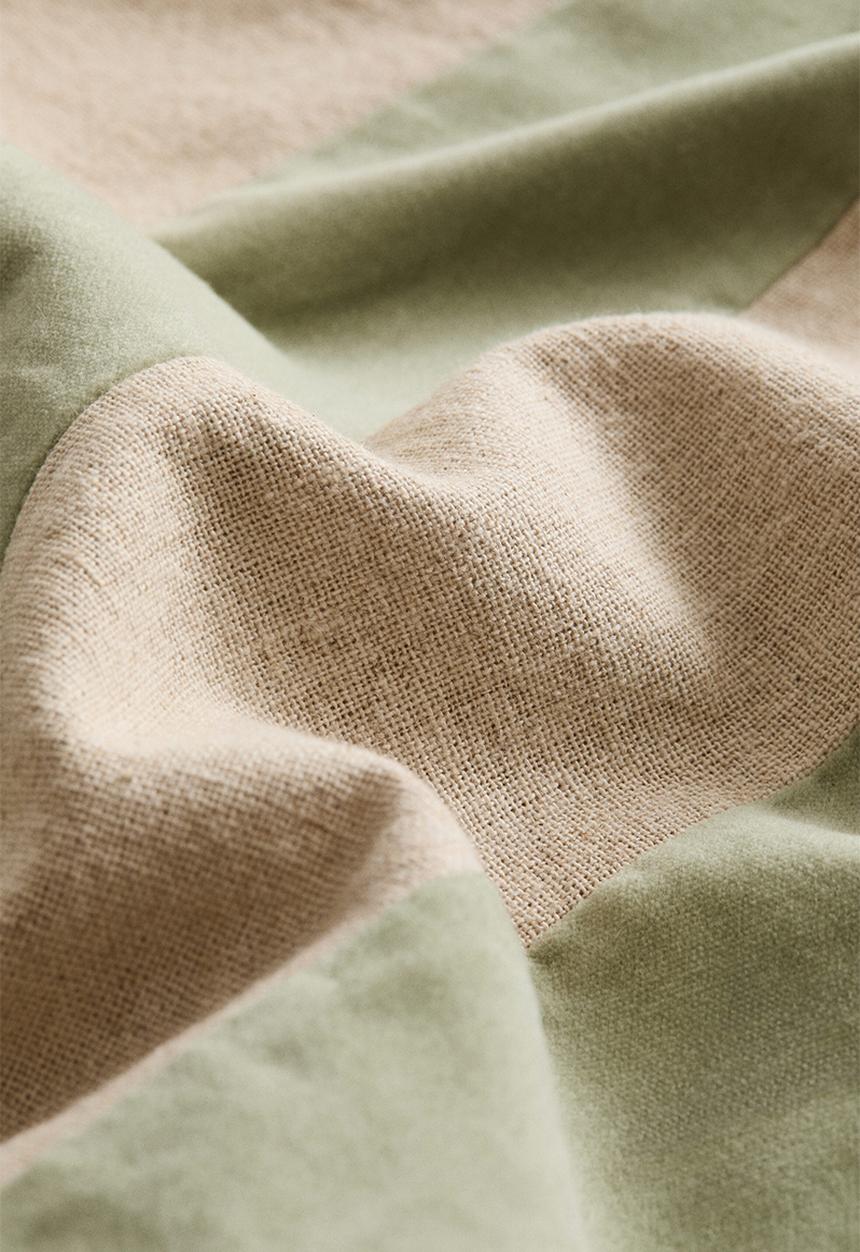 H&M - Linen-blend cushion cover - light green/beige striped