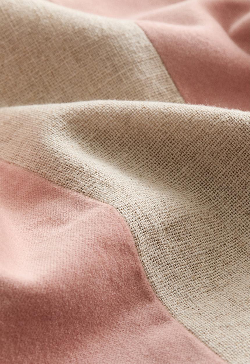H&M - Linen-blend cushion cover - light pink/beige striped