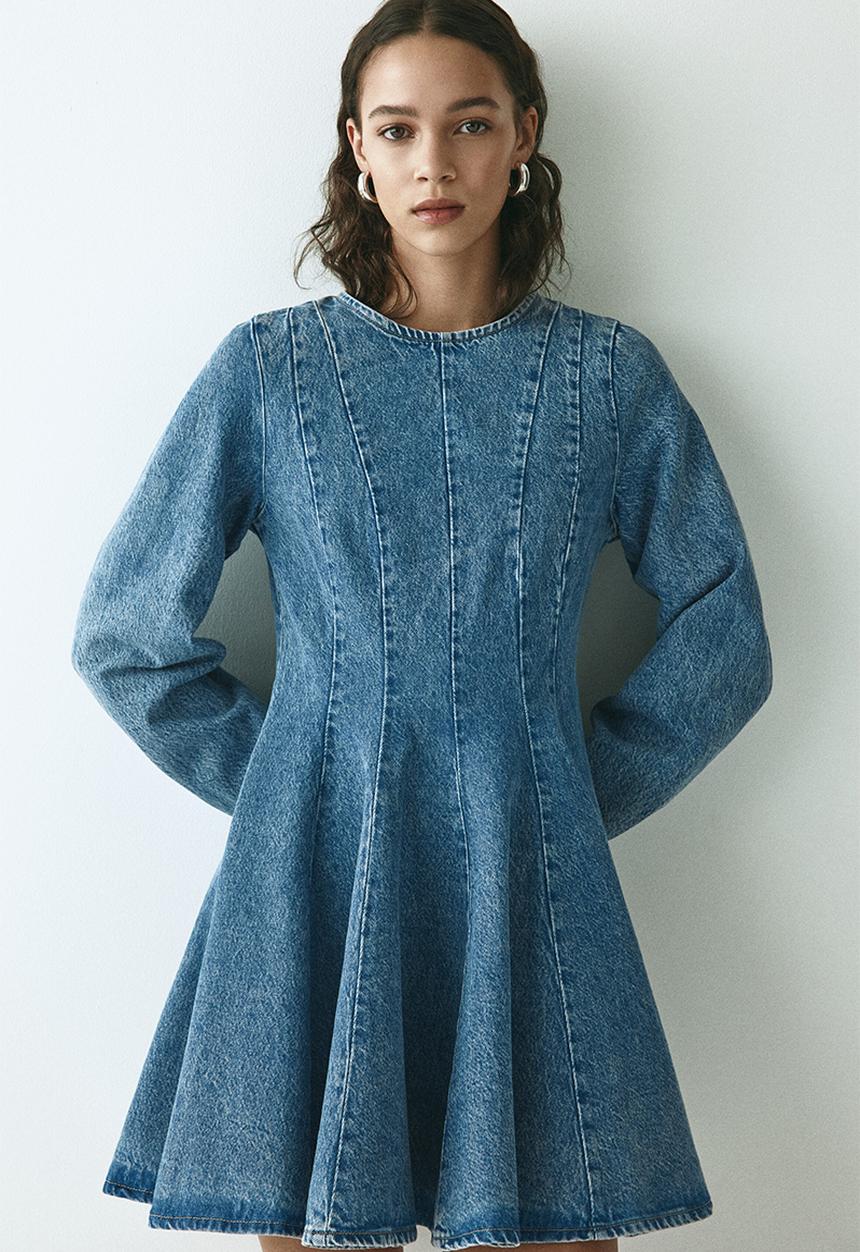 H&M - Flared-skirt denim dress - denim blue