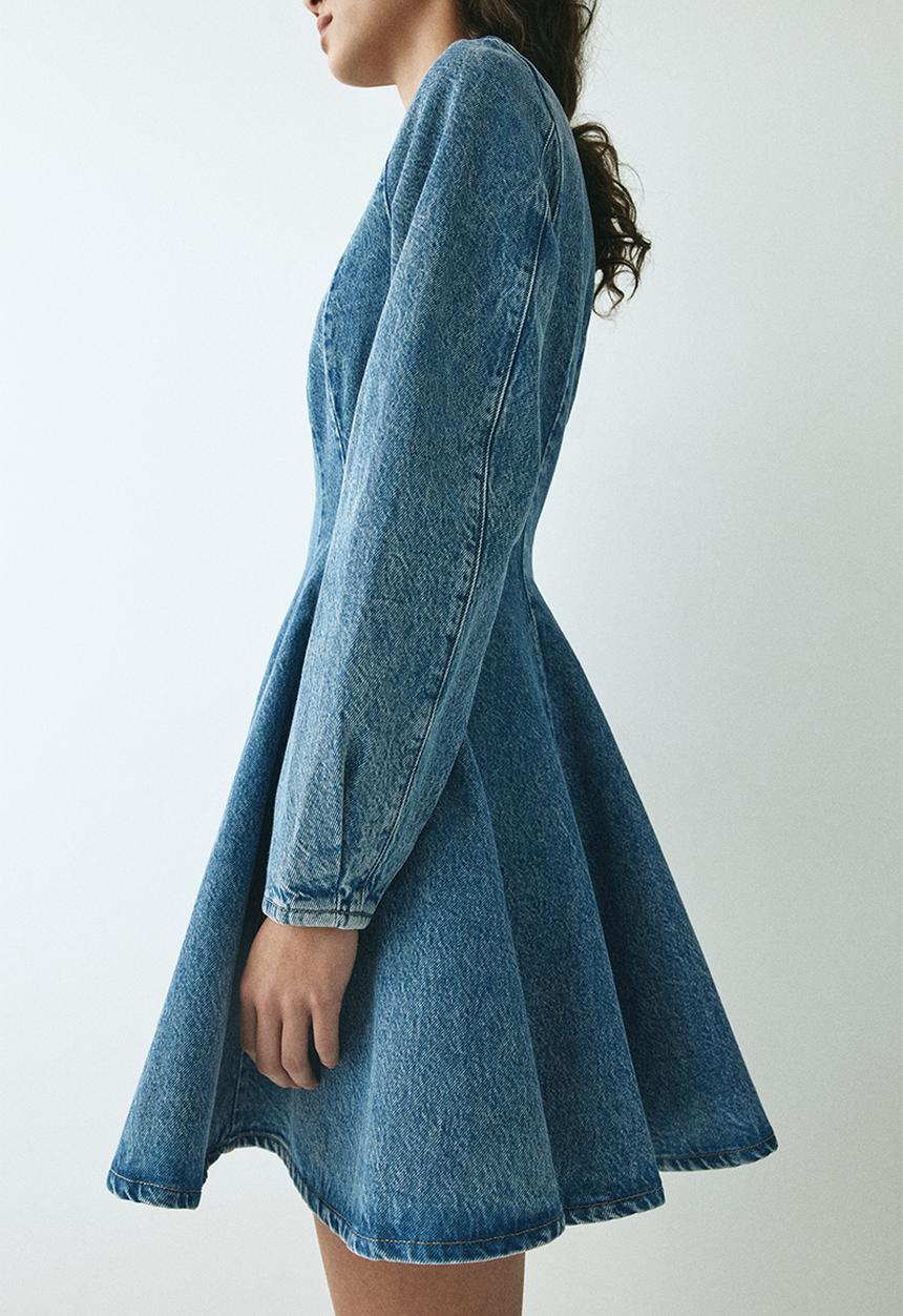 H&M - Flared-skirt denim dress - denim blue