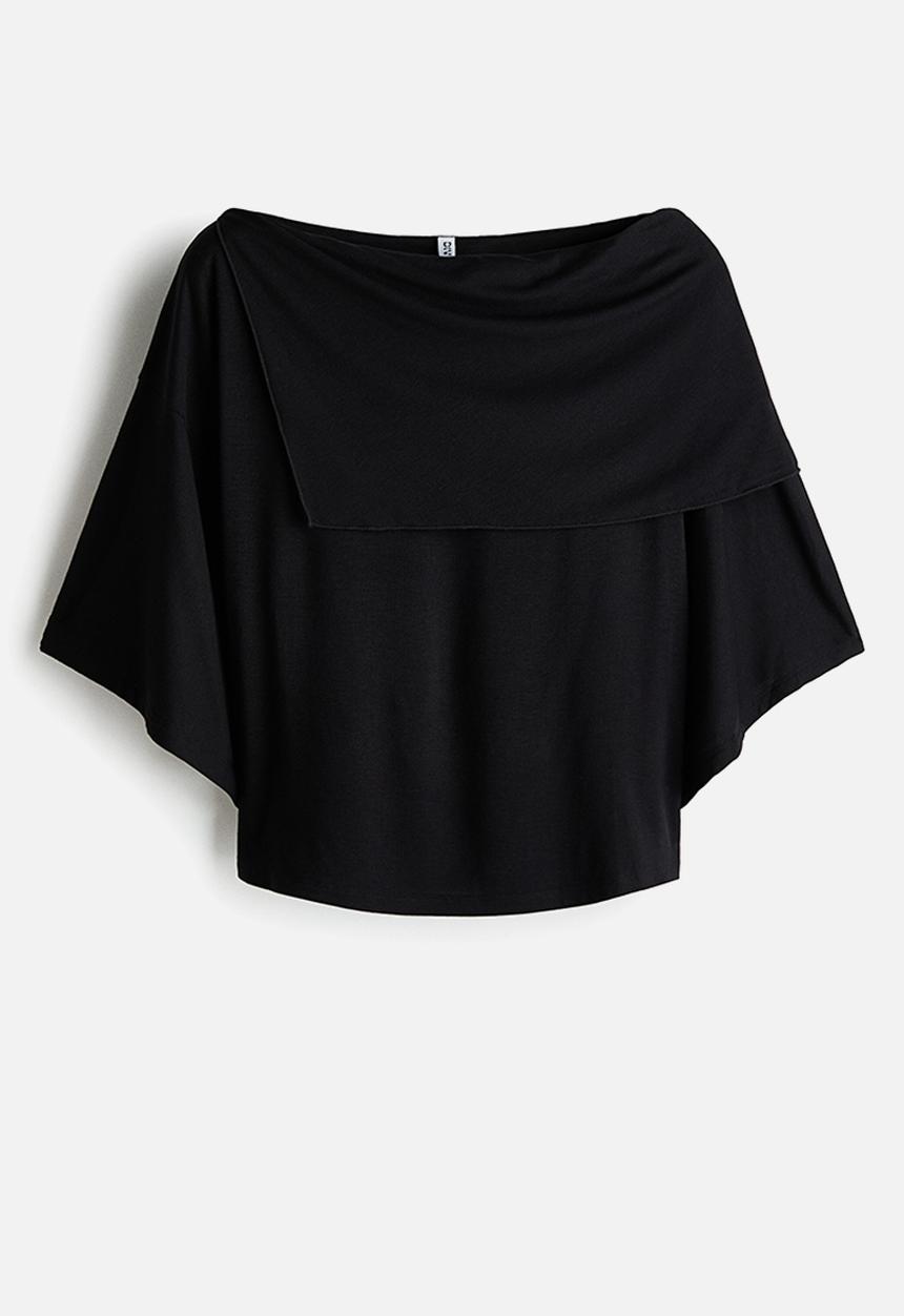 H&M - Cape-detail jersey top - black
