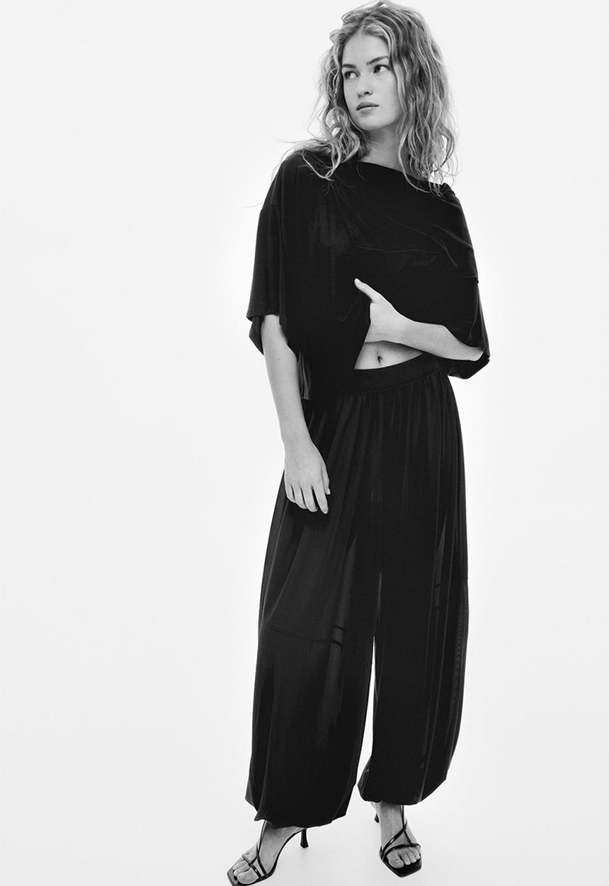 H&M - Cape-detail jersey top - black