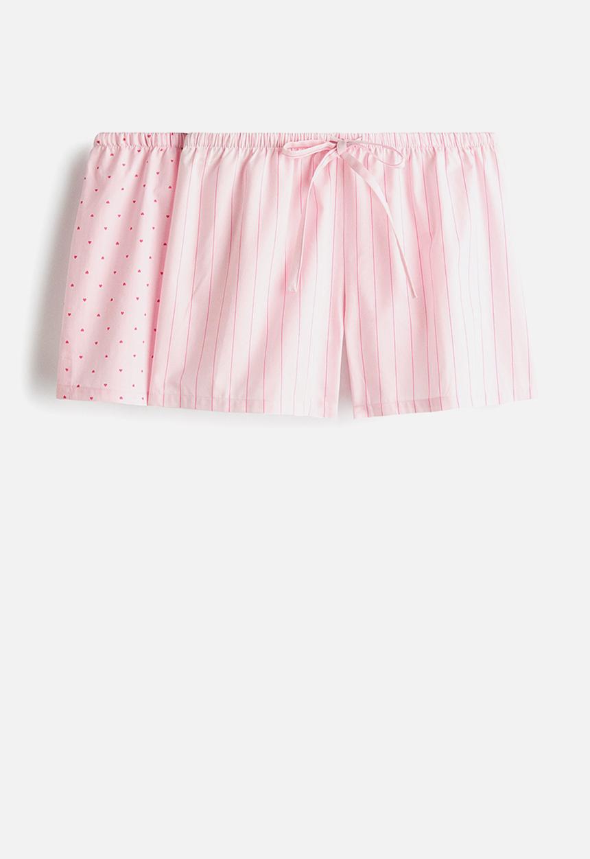 H&M - 2-pack pyjama shorts - pink/striped