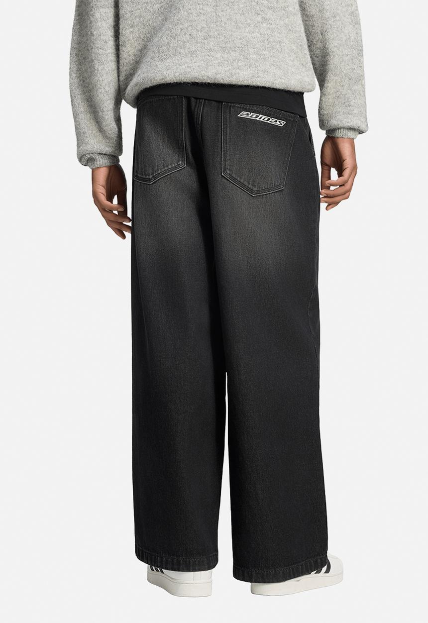 adidas Originals -  Originals Jeans Mid-Rise Wide Leg Denim  - True Black 