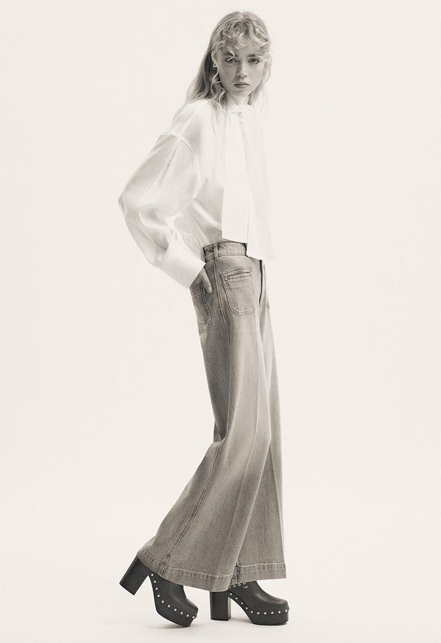 H&M - Wide high jeans - light denim blue