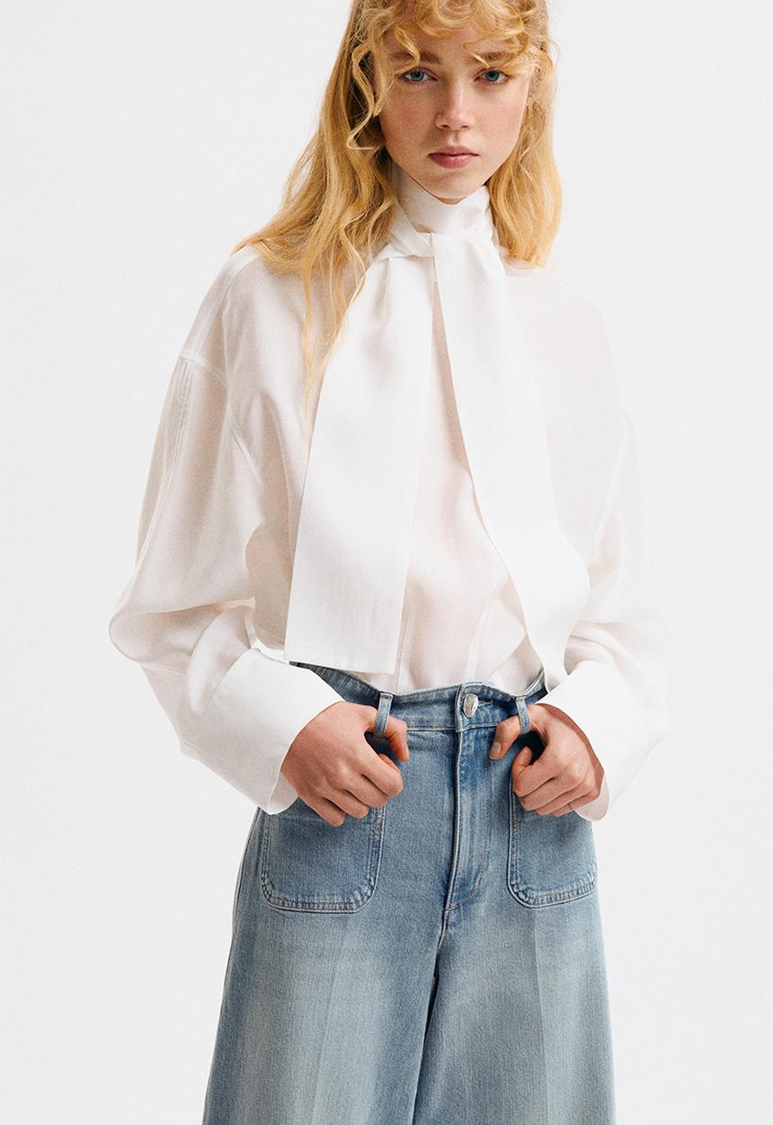 H&M - Wide high jeans - light denim blue