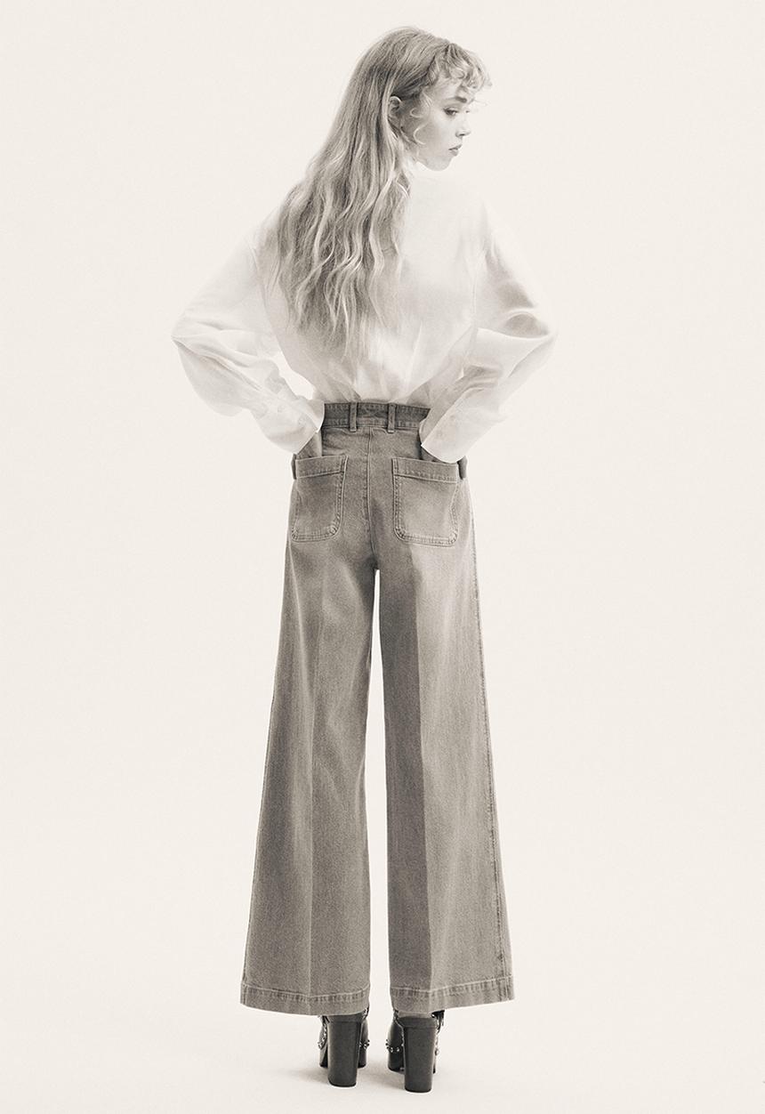 H&M - Wide high jeans - light denim blue