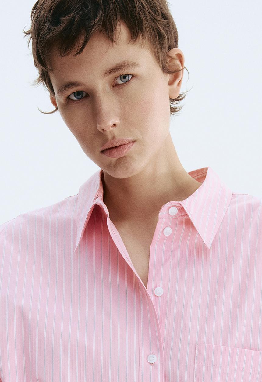 H&M - Oversized shirt - pink/striped