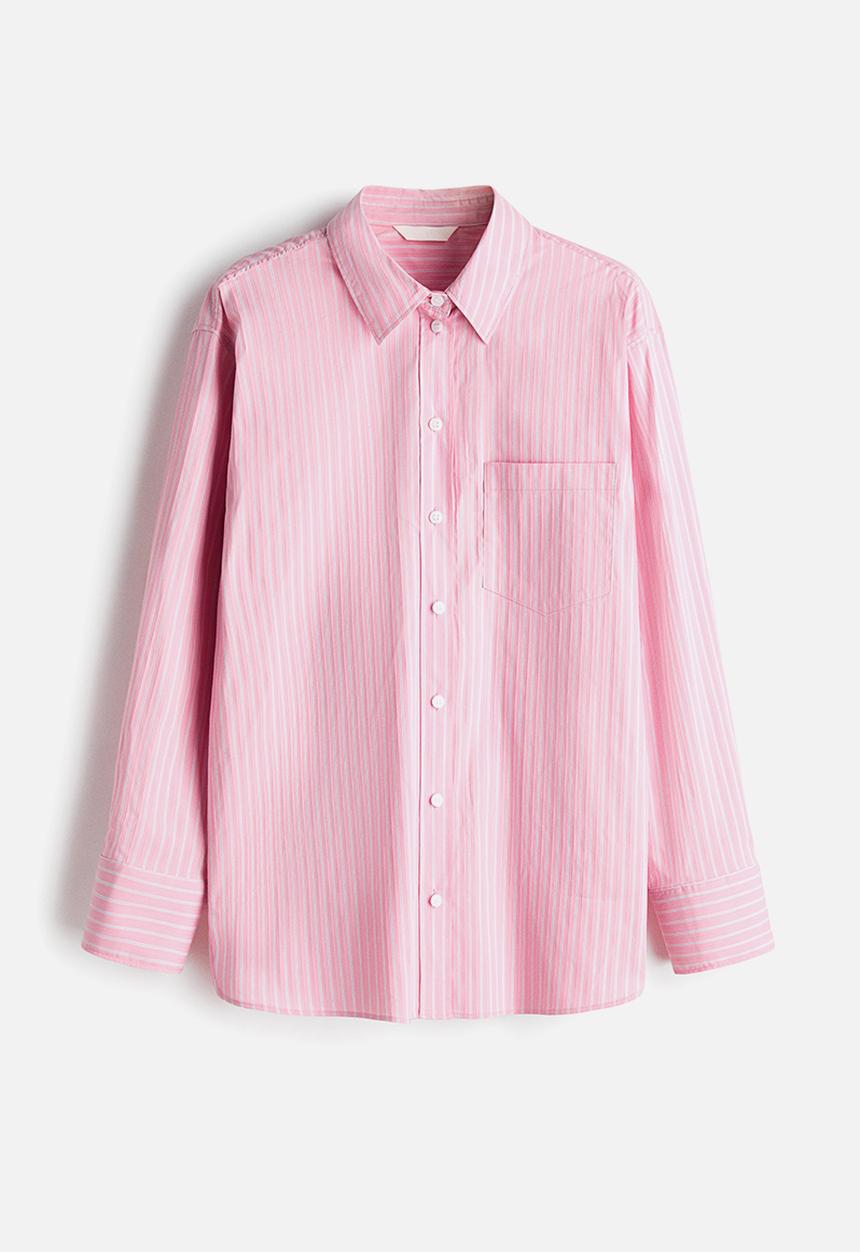 H&M - Oversized shirt - pink/striped