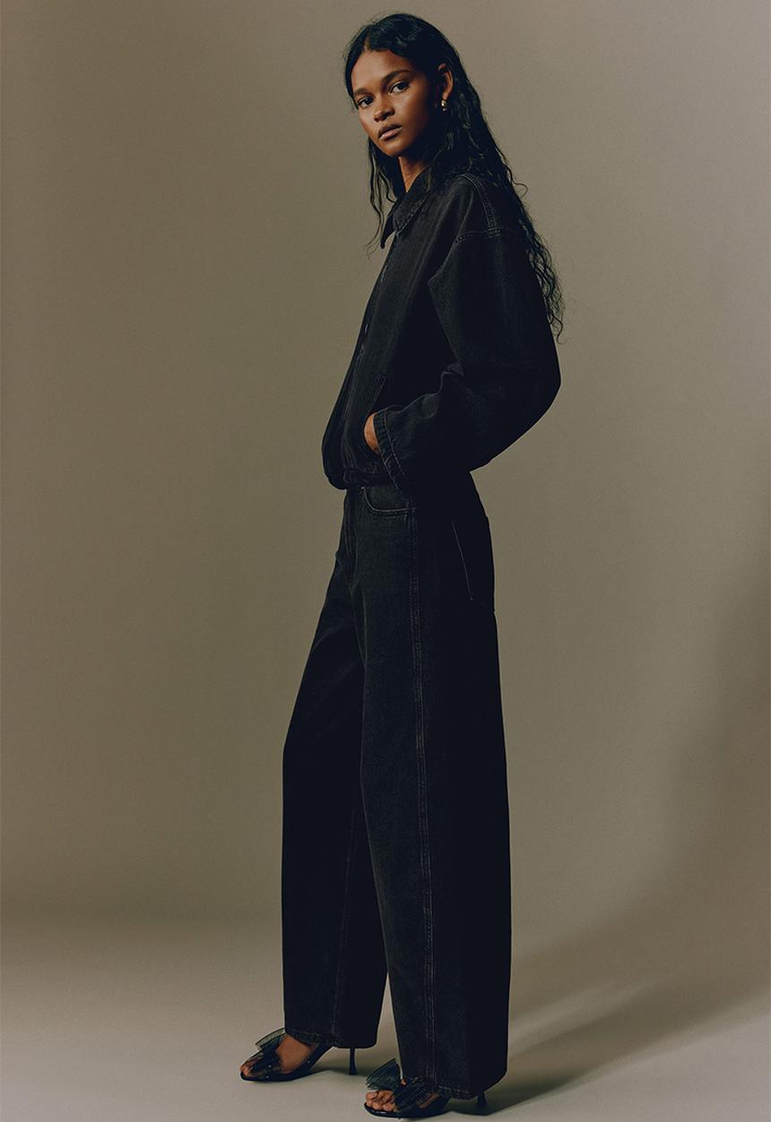 H&M - Collared denim jacket - washed black