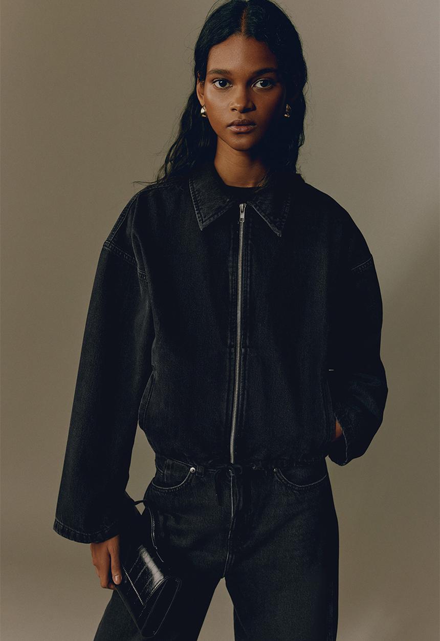 H&M - Collared denim jacket - washed black