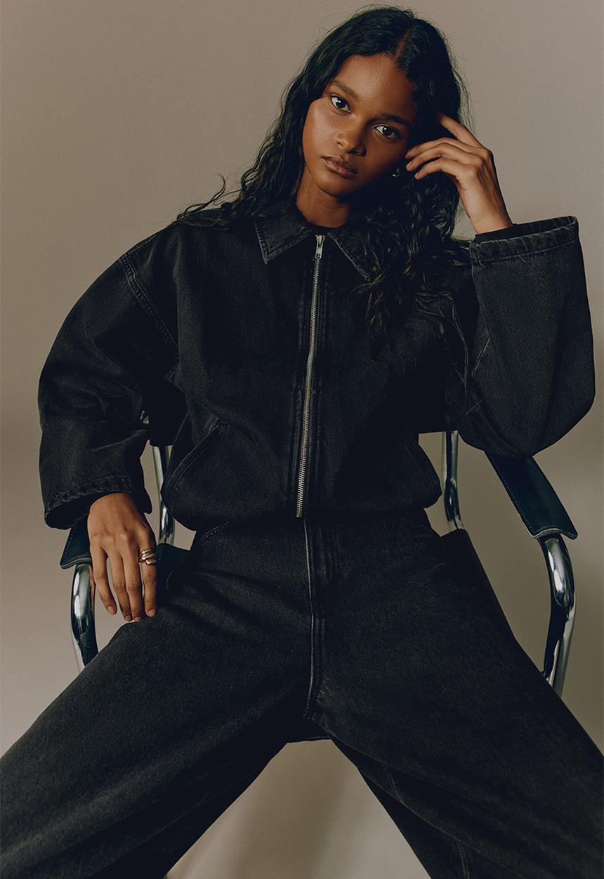 H&M - Collared denim jacket - washed black