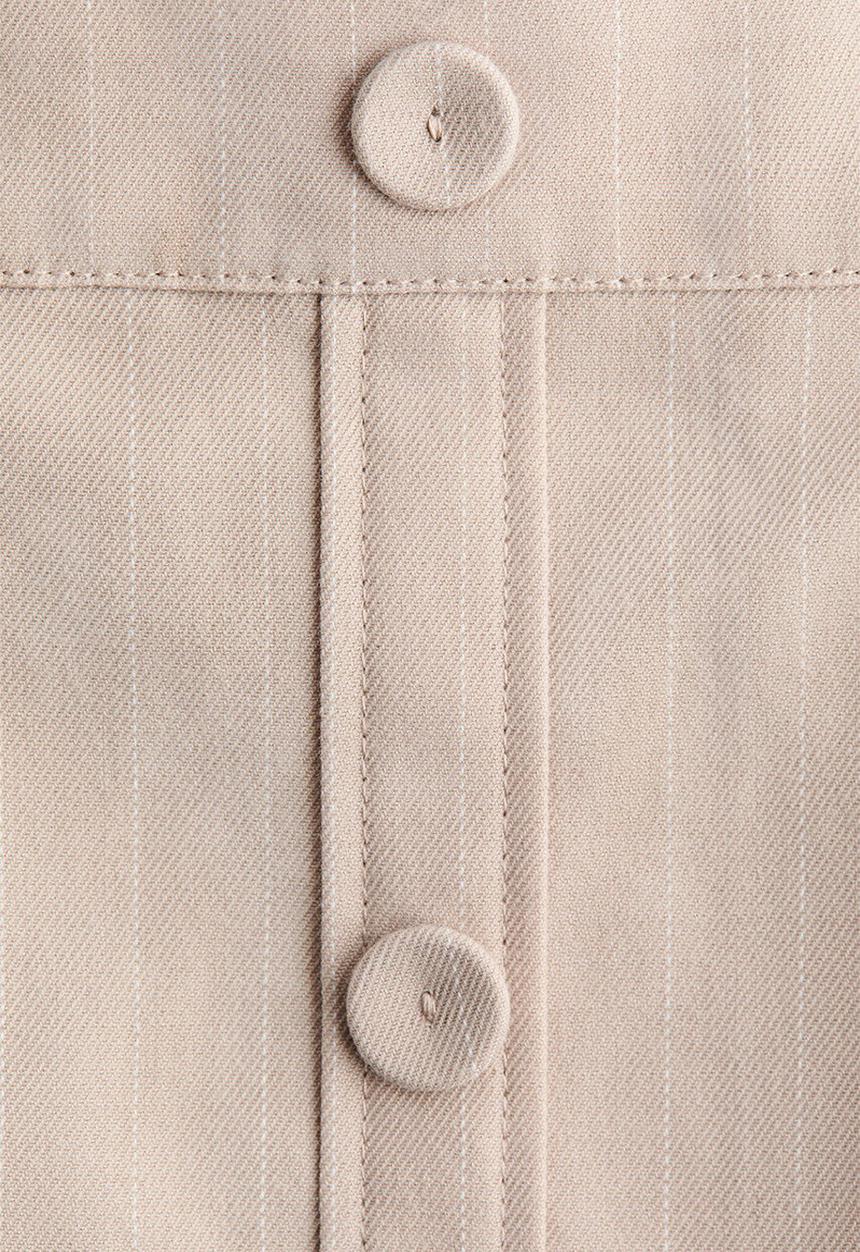 H&M - Pleated twill skort - beige/pinstriped