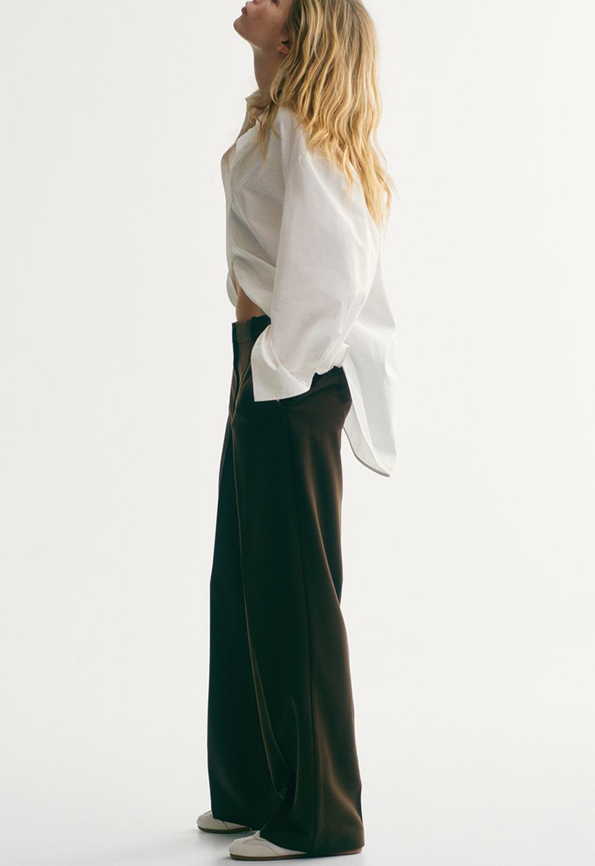 H&M - Tailored twill trousers - dark khaki green