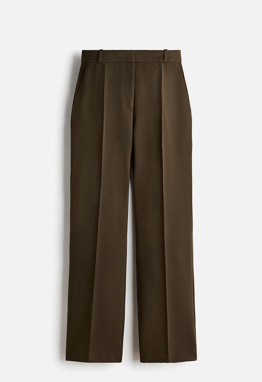 H&M - Tailored twill trousers - dark khaki green