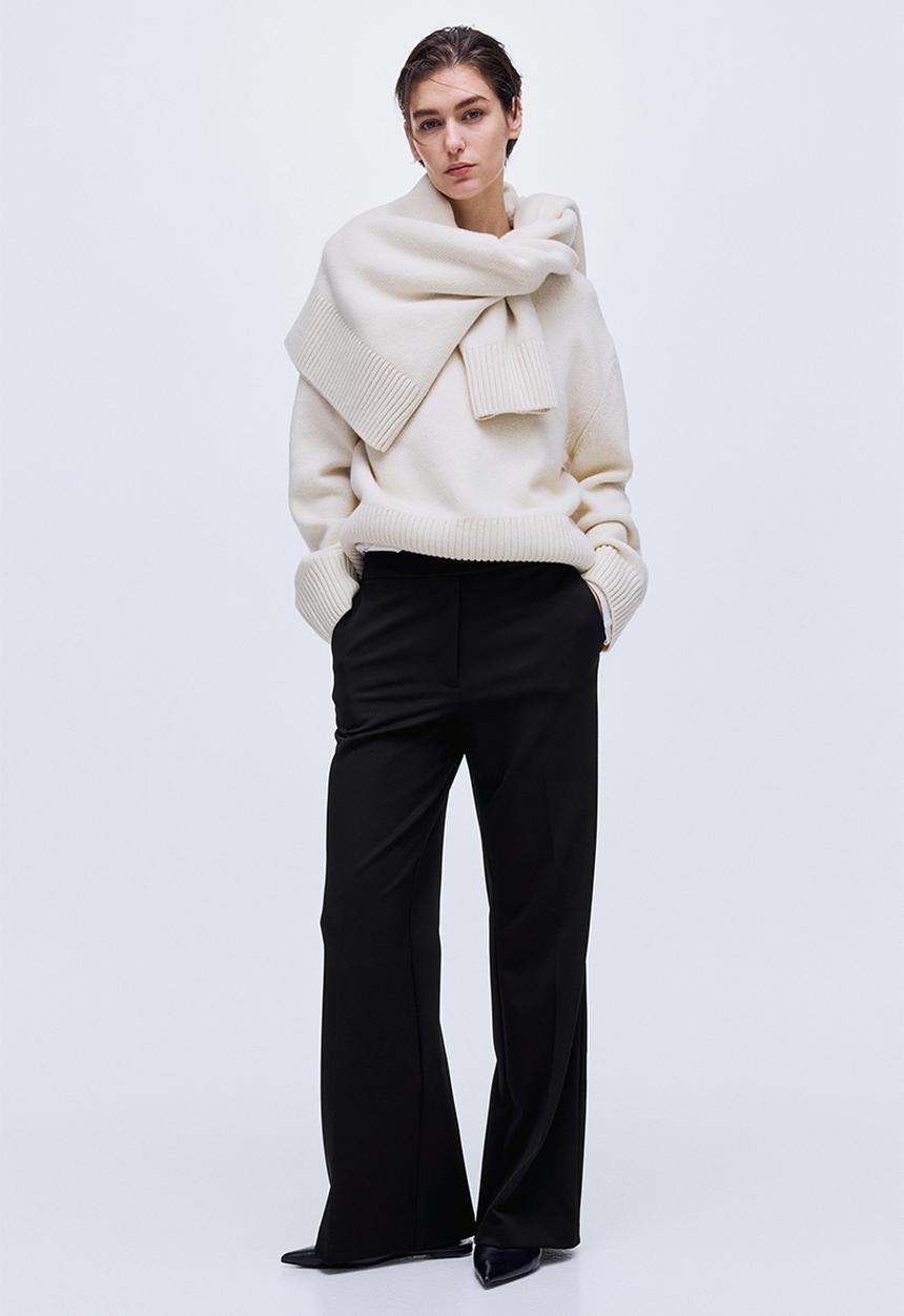 H&M - Bootcut twill trousers - black