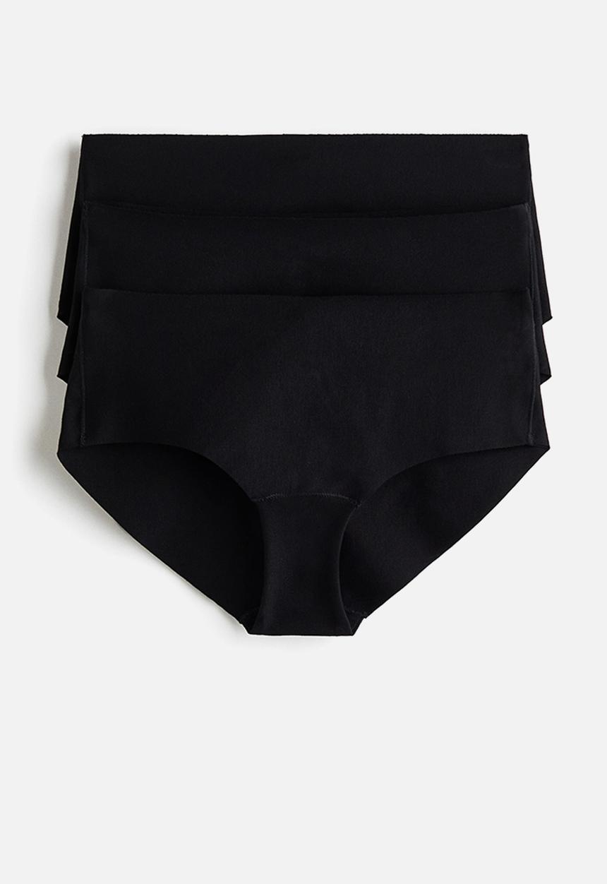 H&M - 3-Pack invisible cotton hipster briefs - black