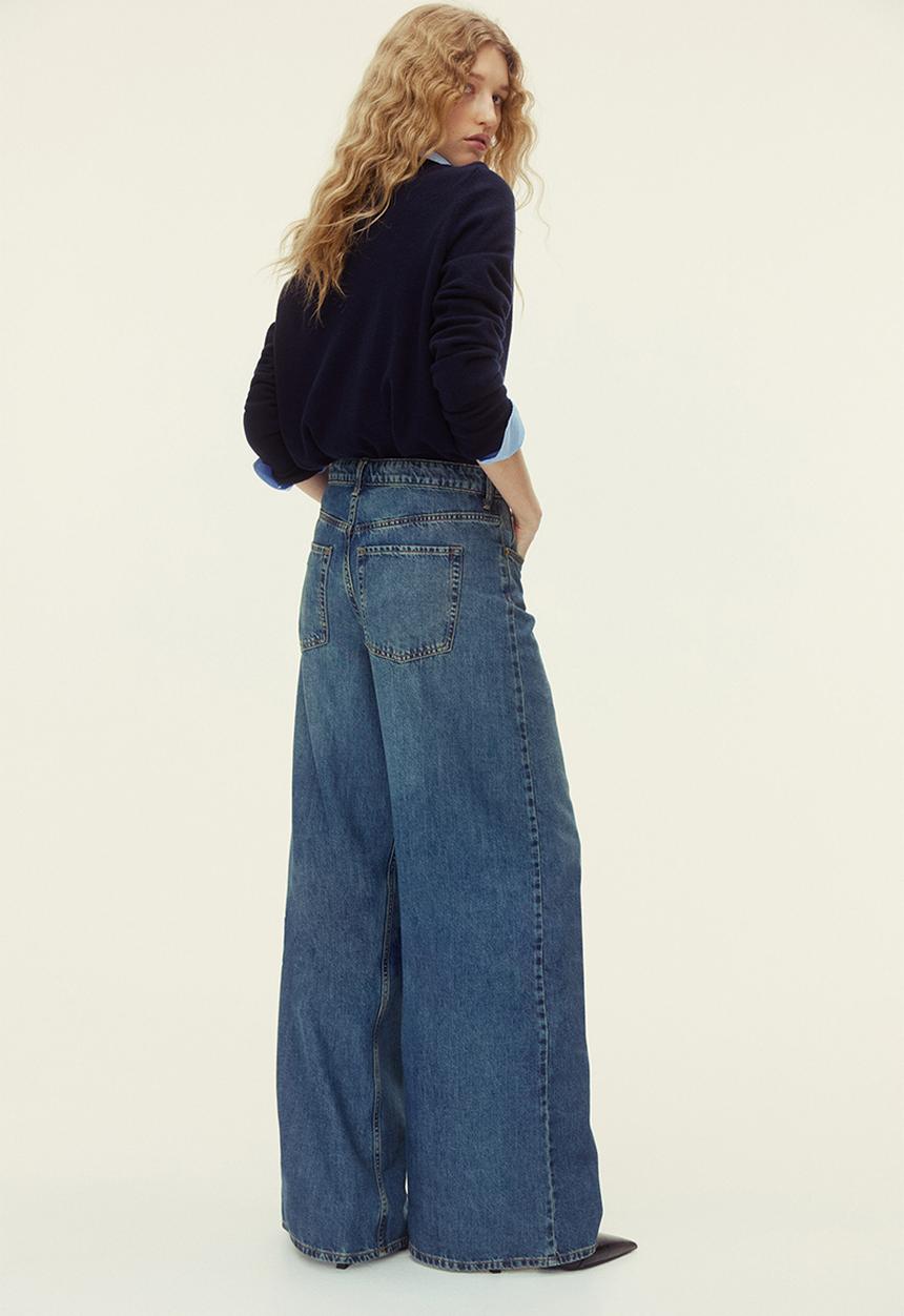H&M - Wide high waist jeans - denim blue